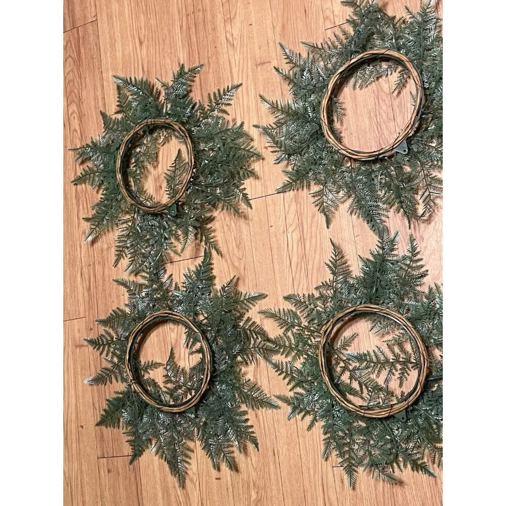 Vintage Plastic Fern Foliage Candle Rings Set of 4 Artificial Greenery